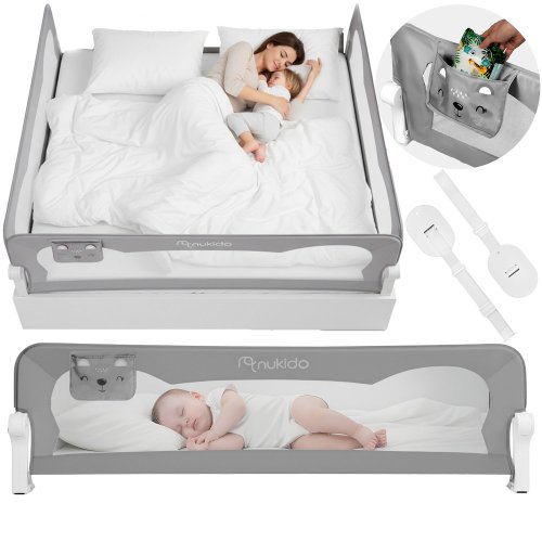 Barierka ochronna do łóżka zabezpieczająca bramka blokada 200 cm Nukido szara