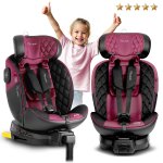 Fotelik samochodowy Nukido Prestige Line czarno-różowy 0-36 kg ISOFIX