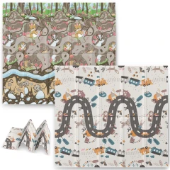 Mata piankowa edukacyjna składana 200 x 180 x 1 cm Nukido NK-340 ziemia-pociąg