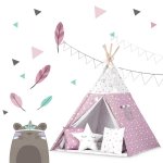 Namiot tipi dla dzieci ze światełkami Nukido - różowe w gwiazdki 